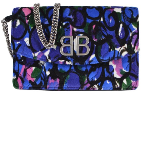 New Balenciaga BB Graphic Chain on Wallet Purse - Picture 4 of 11